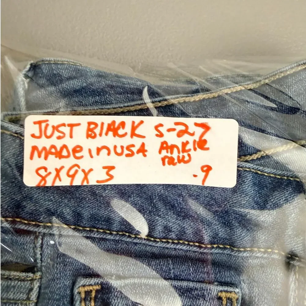 Just Black Jeans Womens 27 Distressed Raw Hem Skinny Made USA